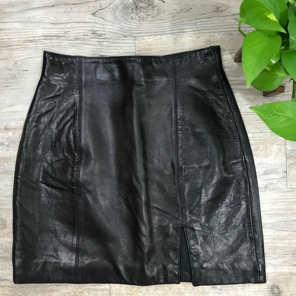 Wilsons 100% Leather High Waisted Split Mini Skirt